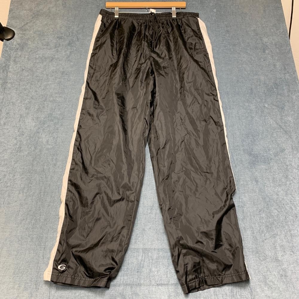 GTM Sportswear Track Pants Mens Large Black Windbreaker Pull On Straight Leg
